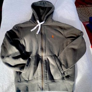 Polo by Ralph Lauren Mens zip up hoody size medium, army green.